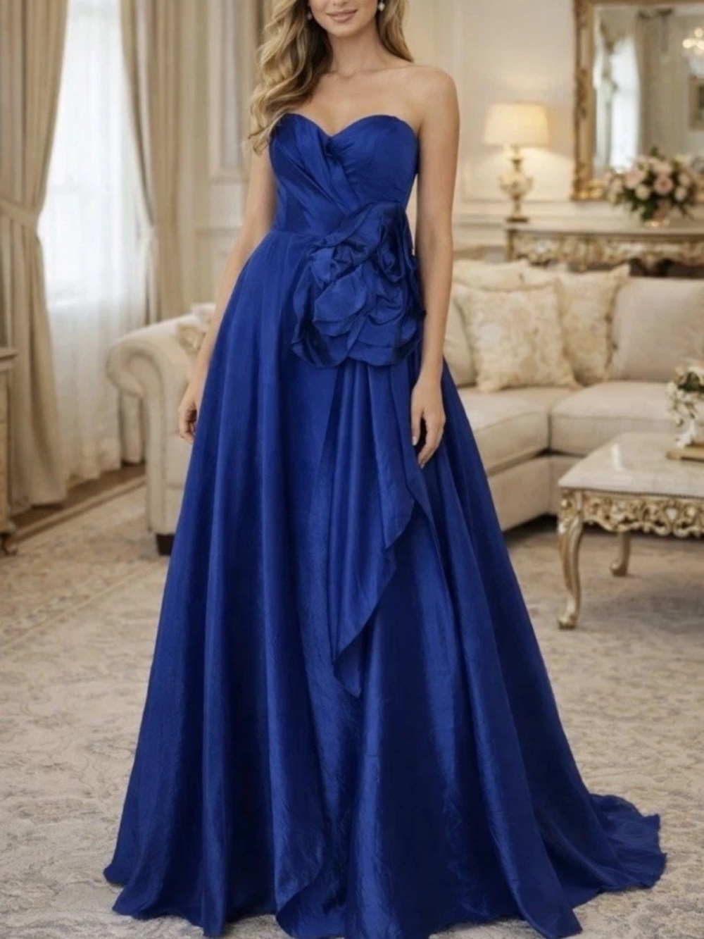 Muse by Marchesa Bluebell Rosette Strapless Textured Organza Dress